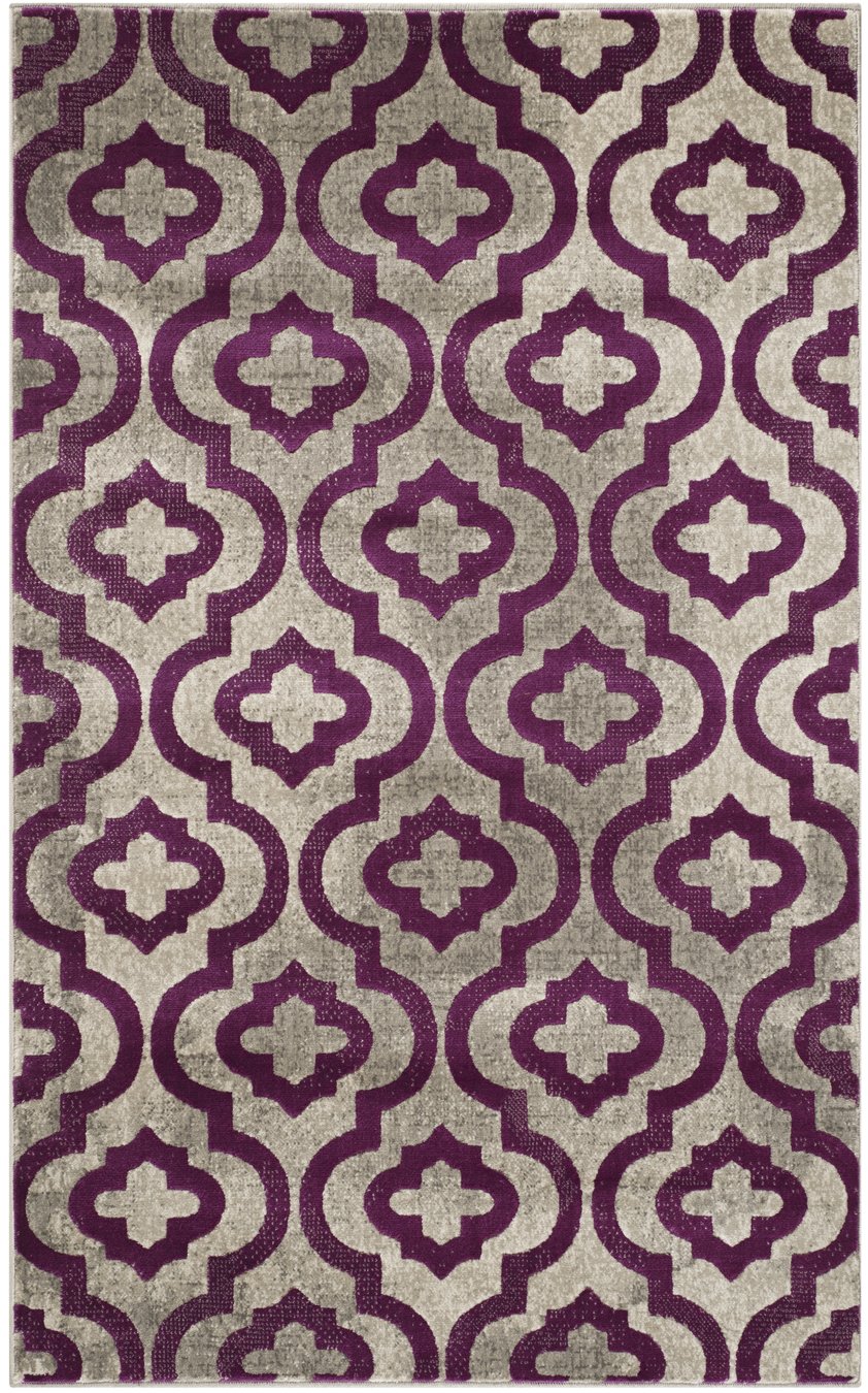 Safavieh Porcello Contemporary Runner Rug In Elegant Light Grey And Purple Geometric Design For Home Decor Light Grey ,Purple Polypropylene Pile Prl7734b-3