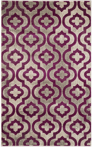 Safavieh Porcello Elegant Power-loomed Rug With Geometric Patterns For Modern Home Décor And Comfort Light Grey ,Purple Polypropylene Pile Prl7734b-29
