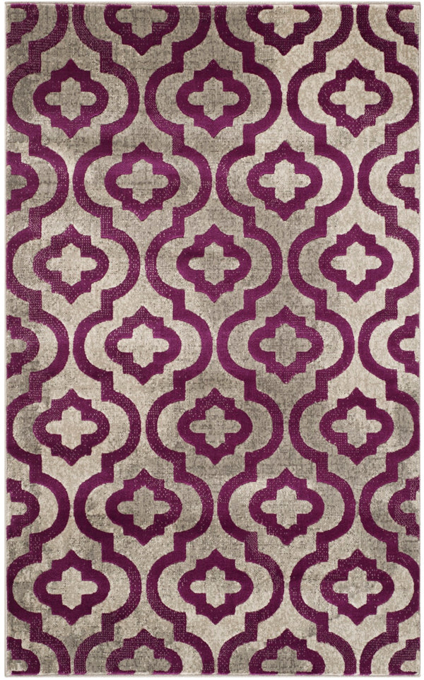 Safavieh Porcello Elegant Power-loomed Rug With Geometric Patterns For Modern Home Décor And Comfort Light Grey ,Purple Polypropylene Pile Prl7734b-29
