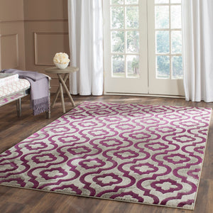 Safavieh Porcello Elegant Power-loomed Rug With Geometric Patterns For Modern Home Décor And Comfort Light Grey ,Purple Polypropylene Pile Prl7734b-29
