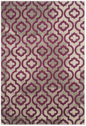 Safavieh Porcello Elegant Power-loomed Rug With Geometric Patterns For Modern Home Décor And Comfort Light Grey ,Purple Polypropylene Pile Prl7734b-29