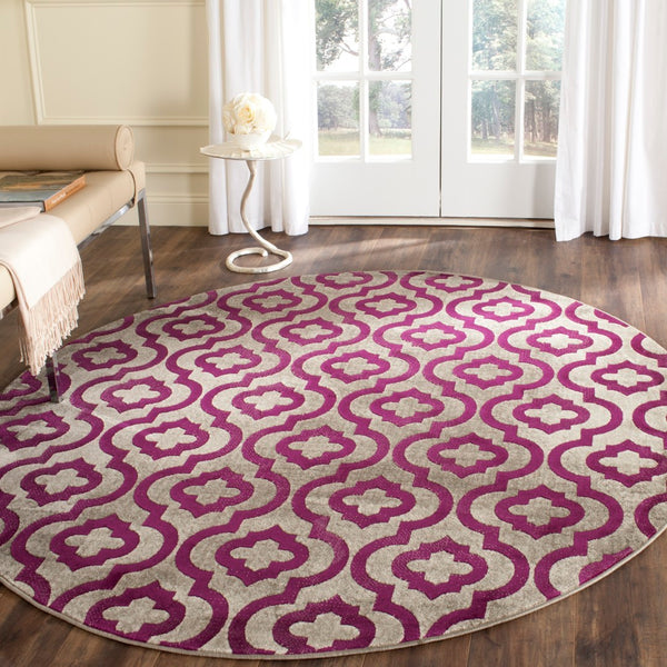 Safavieh Porcello Elegant Power-loomed Rug With Geometric Patterns For Modern Home Décor And Comfort Light Grey ,Purple Polypropylene Pile Prl7734b-29