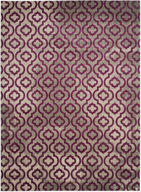 Safavieh Porcello Elegant Power-loomed Rug With Geometric Patterns For Modern Home Décor And Comfort Light Grey ,Purple Polypropylene Pile Prl7734b-29