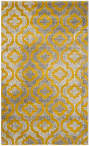Safavieh Porcello Contemporary Runner Rug In Elegant Light Grey And Purple Geometric Design For Home Decor Light Grey ,Yellow Polypropylene Pile Prl7734c-3