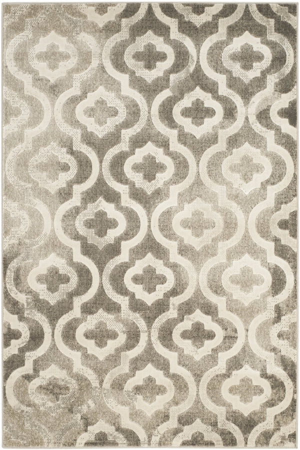 Safavieh Porcello Contemporary Runner Rug In Elegant Light Grey And Purple Geometric Design For Home Decor Grey ,Ivory Polypropylene Pile Prl7734e-3
