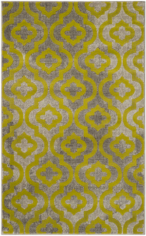 Safavieh Porcello Contemporary Runner Rug In Elegant Light Grey And Purple Geometric Design For Home Decor Light Grey ,Green Polypropylene Pile Prl7734g-3