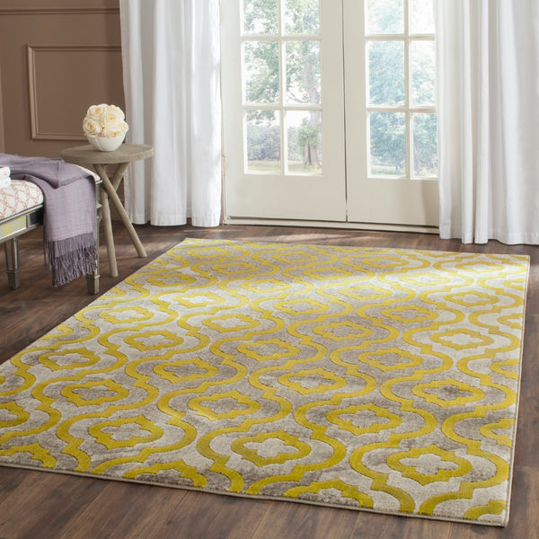Safavieh Porcello Elegant Power-loomed Rug With Geometric Patterns For Modern Home Décor And Comfort Light Grey ,Green Polypropylene Pile Prl7734g-4