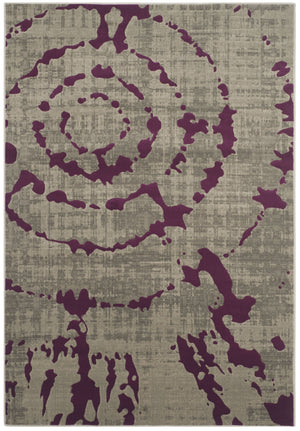 Safavieh Porcello Contemporary Area Rug - Stylish 3' X 5' Design With Abstract Purple Splash For Modern Homes Light Grey ,Purple Polypropylene Pile Prl7735b-5