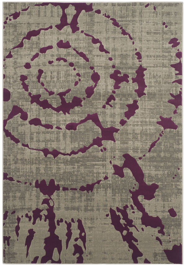 Safavieh Porcello Contemporary Area Rug - Stylish 3' X 5' Design With Abstract Purple Splash For Modern Homes Light Grey ,Purple Polypropylene Pile Prl7735b-5