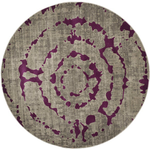 Safavieh Porcello Contemporary Area Rug - Stylish 3' X 5' Design With Abstract Purple Splash For Modern Homes Light Grey ,Purple Polypropylene Pile Prl7735b-7r