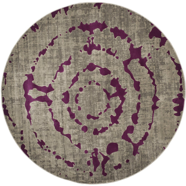 Safavieh Porcello Contemporary Area Rug - Stylish 3' X 5' Design With Abstract Purple Splash For Modern Homes Light Grey ,Purple Polypropylene Pile Prl7735b-7r