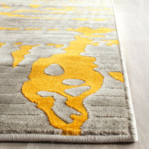 Safavieh Porcello Contemporary Area Rug - Elegant Light Grey With Yellow Abstract Design For Modern Spaces Light Grey ,Yellow Polypropylene Pile Prl7735c-4