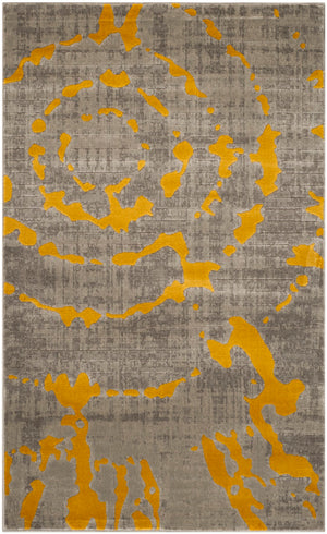 Safavieh Porcello Contemporary Area Rug - Elegant Light Grey With Yellow Abstract Design For Modern Spaces Light Grey ,Yellow Polypropylene Pile Prl7735c-4
