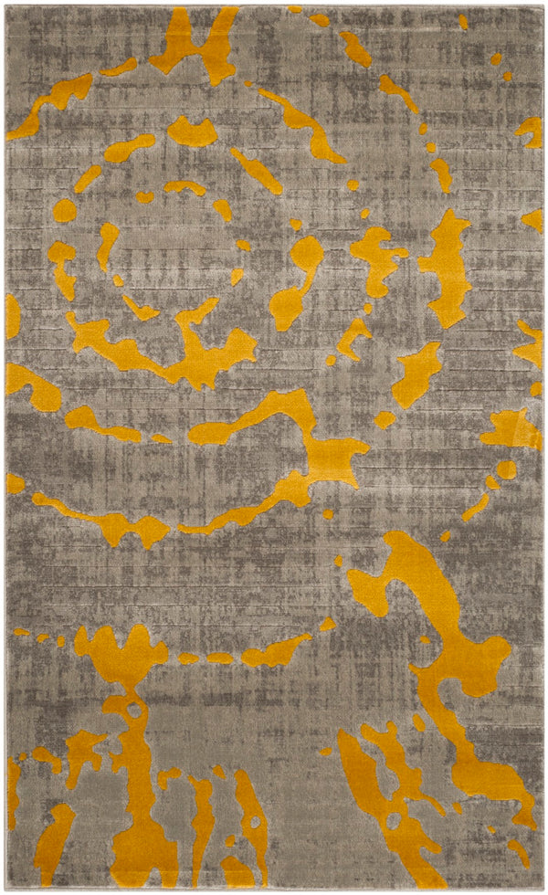 Safavieh Porcello Contemporary Area Rug - Elegant Light Grey With Yellow Abstract Design For Modern Spaces Light Grey ,Yellow Polypropylene Pile Prl7735c-4