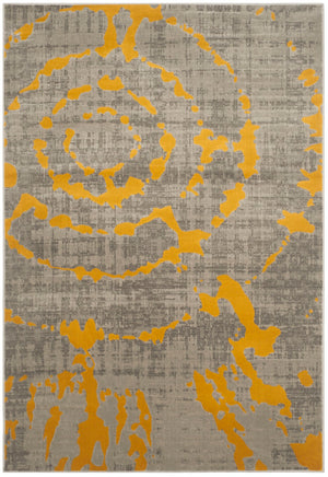 Safavieh Porcello Contemporary Area Rug - Elegant Light Grey With Yellow Abstract Design For Modern Spaces Light Grey ,Yellow Polypropylene Pile Prl7735c-4
