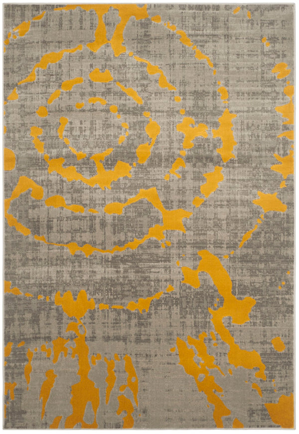 Safavieh Porcello Contemporary Area Rug - Elegant Light Grey With Yellow Abstract Design For Modern Spaces Light Grey ,Yellow Polypropylene Pile Prl7735c-4