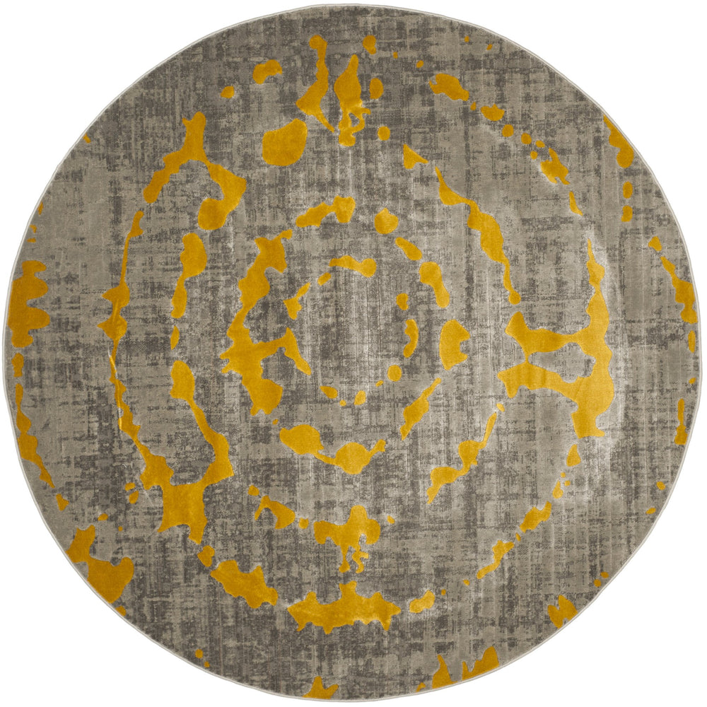 Safavieh Porcello Contemporary Area Rug - Stylish 3' X 5' Design With Abstract Purple Splash For Modern Homes Light Grey ,Yellow Polypropylene Pile Prl7735c-7r