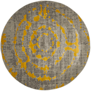 Safavieh Porcello Contemporary Area Rug - Stylish 3' X 5' Design With Abstract Purple Splash For Modern Homes Light Grey ,Yellow Polypropylene Pile Prl7735c-7r