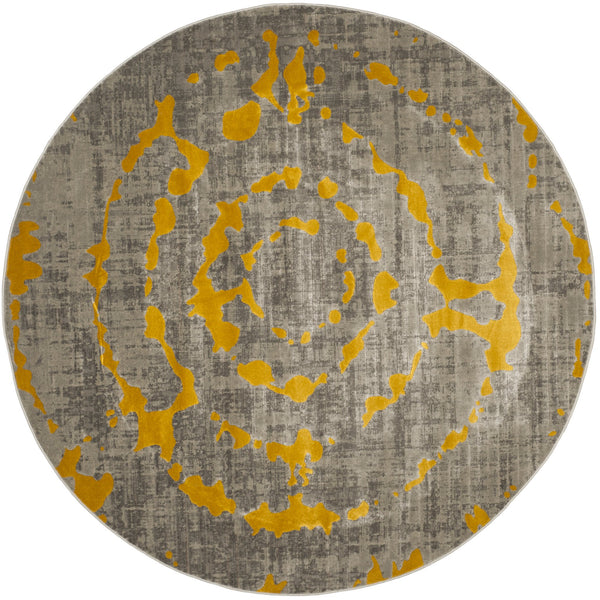 Safavieh Porcello Contemporary Area Rug - Stylish 3' X 5' Design With Abstract Purple Splash For Modern Homes Light Grey ,Yellow Polypropylene Pile Prl7735c-7r