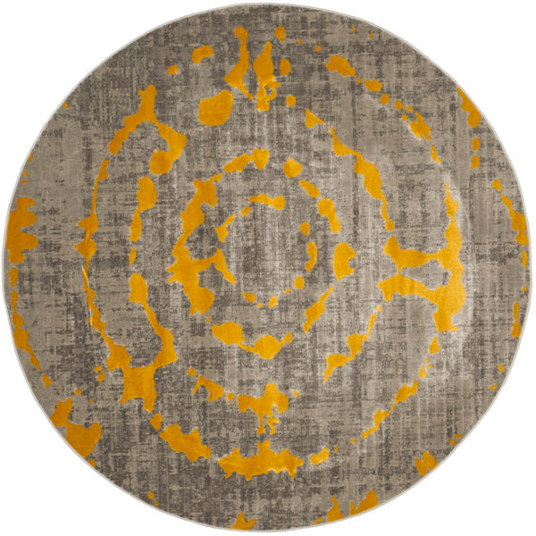 Safavieh Porcello Contemporary Area Rug - Elegant Light Grey With Yellow Abstract Design For Modern Spaces Light Grey ,Yellow Polypropylene Pile Prl7735c-4