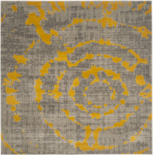Safavieh Porcello Contemporary Area Rug - Stylish 3' X 5' Design With Abstract Purple Splash For Modern Homes Light Grey ,Yellow Polypropylene Pile Prl7735c-7sq