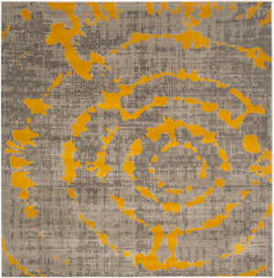 Safavieh Porcello Contemporary Area Rug - Elegant Light Grey With Yellow Abstract Design For Modern Spaces Light Grey ,Yellow Polypropylene Pile Prl7735c-4