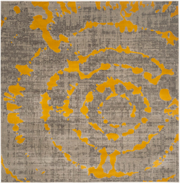 Safavieh Porcello Contemporary Area Rug - Elegant Light Grey With Yellow Abstract Design For Modern Spaces Light Grey ,Yellow Polypropylene Pile Prl7735c-4