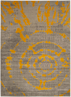 Safavieh Porcello Contemporary Area Rug - Elegant Light Grey With Yellow Abstract Design For Modern Spaces Light Grey ,Yellow Polypropylene Pile Prl7735c-4