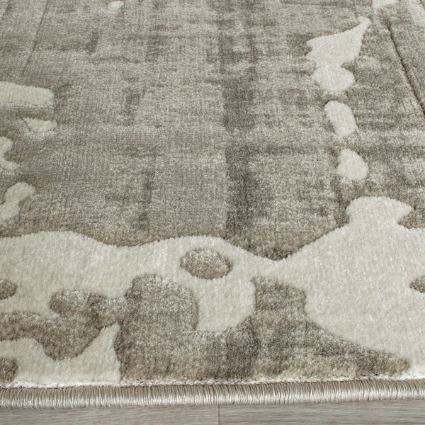 Safavieh Porcello Contemporary Area Rug - Stylish 3' X 5' Design With Abstract Purple Splash For Modern Homes Grey ,Ivory Polypropylene Pile Prl7735e-27