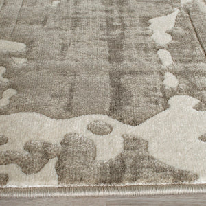 Safavieh Porcello Contemporary Area Rug - Elegant Light Grey With Yellow Abstract Design For Modern Spaces Grey ,Ivory Polypropylene Pile Prl7735e-3