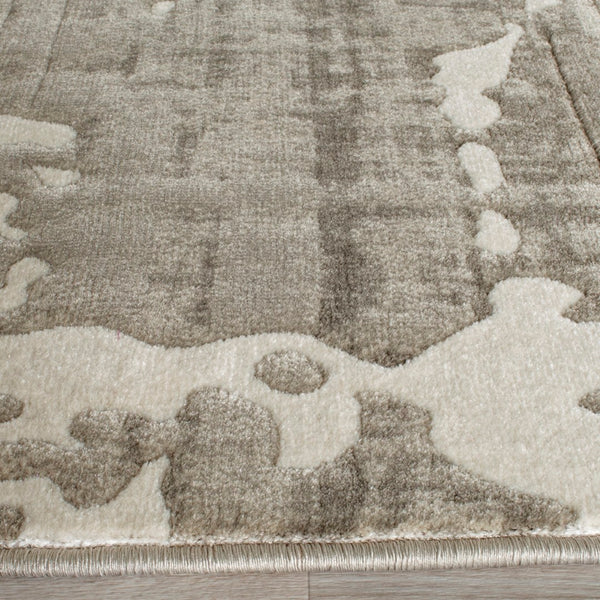 Safavieh Porcello Contemporary Area Rug - Elegant Light Grey With Yellow Abstract Design For Modern Spaces Grey ,Ivory Polypropylene Pile Prl7735e-3