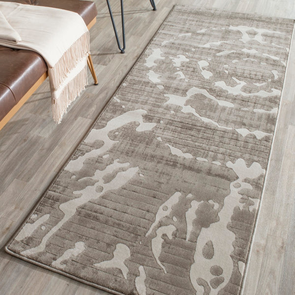 Safavieh Porcello Contemporary Area Rug - Elegant Light Grey With Yellow Abstract Design For Modern Spaces Grey ,Ivory Polypropylene Pile Prl7735e-3