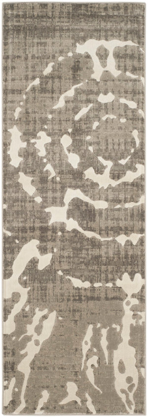 Safavieh Porcello Contemporary Area Rug - Elegant Light Grey With Yellow Abstract Design For Modern Spaces Grey ,Ivory Polypropylene Pile Prl7735e-3