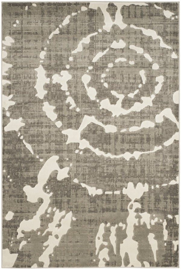 Safavieh Porcello Contemporary Area Rug - Stylish 3' X 5' Design With Abstract Purple Splash For Modern Homes Grey ,Ivory Polypropylene Pile Prl7735e-4