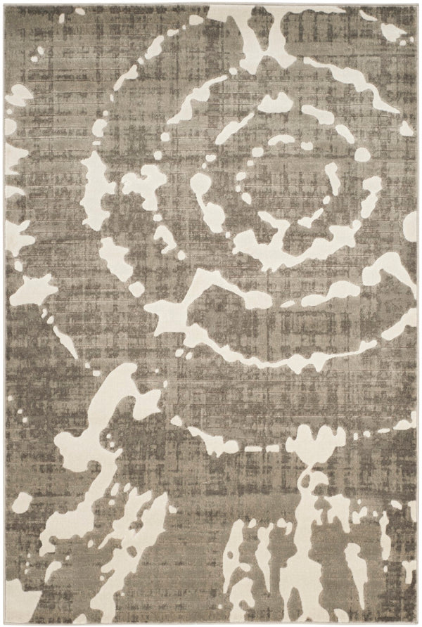 Safavieh Porcello Contemporary Area Rug - Elegant Light Grey With Yellow Abstract Design For Modern Spaces Grey ,Ivory Polypropylene Pile Prl7735e-3