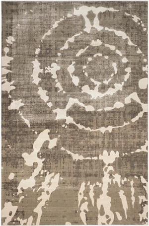 Safavieh Porcello Contemporary Area Rug - Elegant Light Grey With Yellow Abstract Design For Modern Spaces Grey ,Ivory Polypropylene Pile Prl7735e-3