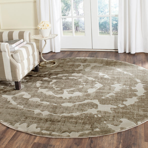 Safavieh Porcello Contemporary Area Rug - Elegant Light Grey With Yellow Abstract Design For Modern Spaces Grey ,Ivory Polypropylene Pile Prl7735e-3