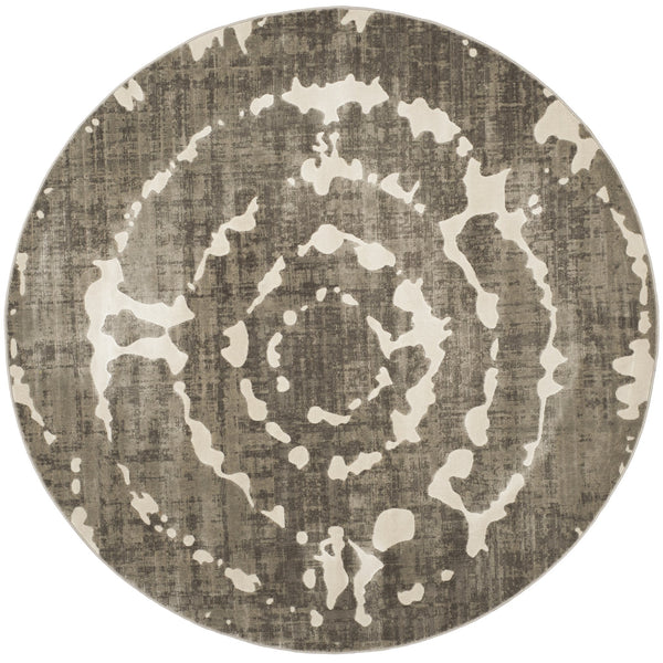 Safavieh Porcello Contemporary Area Rug - Stylish 3' X 5' Design With Abstract Purple Splash For Modern Homes Grey ,Ivory Polypropylene Pile Prl7735e-7r