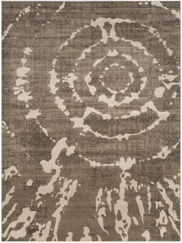 Safavieh Porcello Contemporary Area Rug - Elegant Light Grey With Yellow Abstract Design For Modern Spaces Grey ,Ivory Polypropylene Pile Prl7735e-3