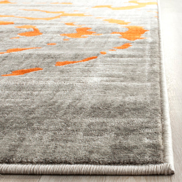 Safavieh Porcello Contemporary Area Rug - Elegant Light Grey With Yellow Abstract Design For Modern Spaces Light Grey ,Orange Polypropylene Pile Prl7735f-5r