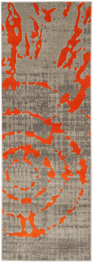 Safavieh Porcello Contemporary Area Rug - Elegant Light Grey With Yellow Abstract Design For Modern Spaces Light Grey ,Orange Polypropylene Pile Prl7735f-5r