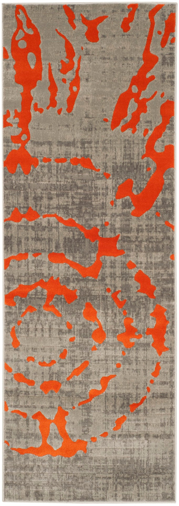 Safavieh Porcello Contemporary Area Rug - Elegant Light Grey With Yellow Abstract Design For Modern Spaces Light Grey ,Orange Polypropylene Pile Prl7735f-5r