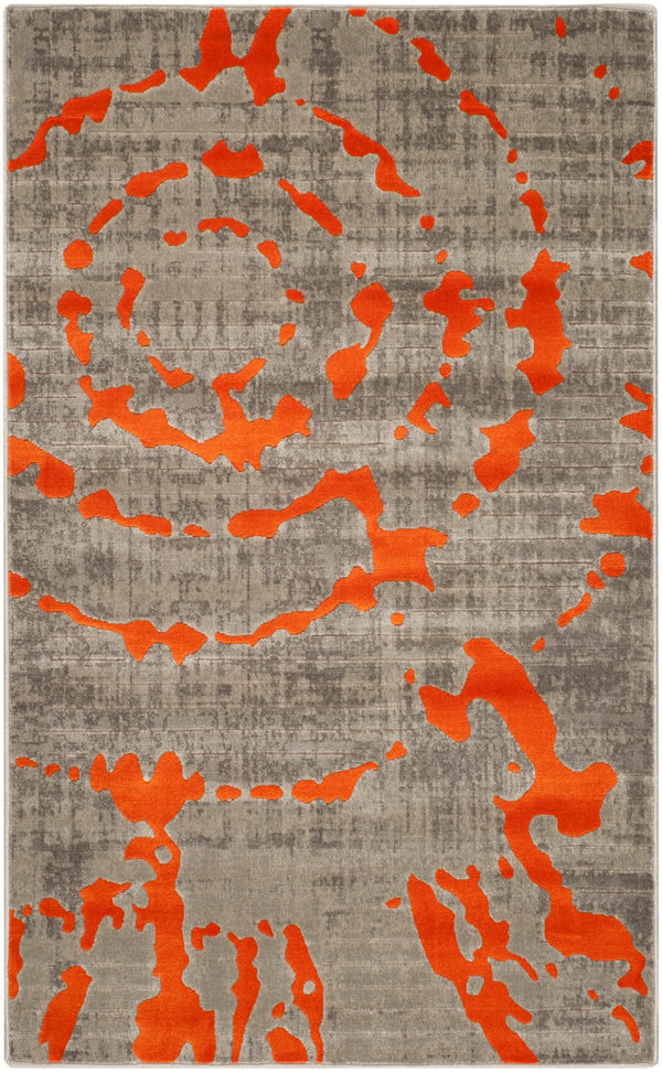 Safavieh Porcello Contemporary Area Rug - Elegant Light Grey With Yellow Abstract Design For Modern Spaces Light Grey ,Orange Polypropylene Pile Prl7735f-5r