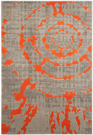 Safavieh Porcello Contemporary Area Rug - Elegant Light Grey With Yellow Abstract Design For Modern Spaces Light Grey ,Orange Polypropylene Pile Prl7735f-5r