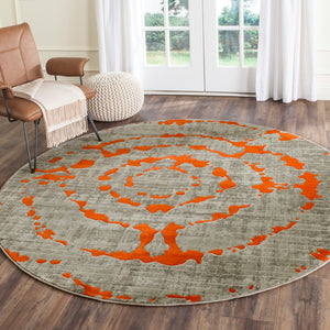 Safavieh Porcello Contemporary Area Rug - Elegant Light Grey With Yellow Abstract Design For Modern Spaces Light Grey ,Orange Polypropylene Pile Prl7735f-5r