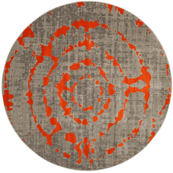 Safavieh Porcello Contemporary Area Rug - Elegant Light Grey With Yellow Abstract Design For Modern Spaces Light Grey ,Orange Polypropylene Pile Prl7735f-5r