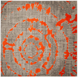 Safavieh Porcello Contemporary Area Rug - Elegant Light Grey With Yellow Abstract Design For Modern Spaces Light Grey ,Orange Polypropylene Pile Prl7735f-5r