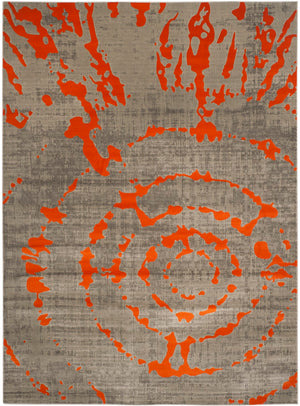 Safavieh Porcello Contemporary Area Rug - Elegant Light Grey With Yellow Abstract Design For Modern Spaces Light Grey ,Orange Polypropylene Pile Prl7735f-5r