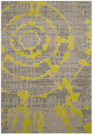 Safavieh Porcello Contemporary Area Rug - Stylish 3' X 5' Design With Abstract Purple Splash For Modern Homes Light Grey ,Green Polypropylene Pile Prl7735g-5