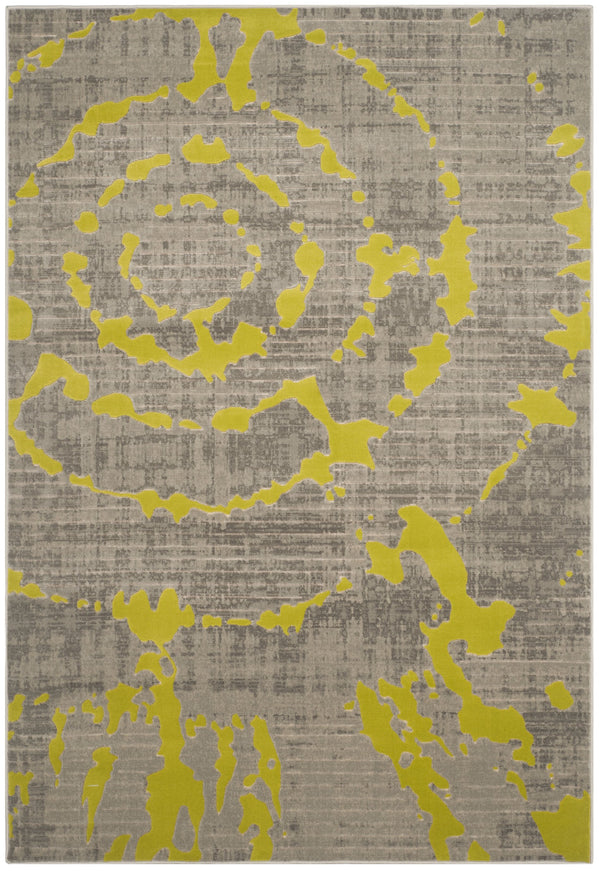 Safavieh Porcello Contemporary Area Rug - Stylish 3' X 5' Design With Abstract Purple Splash For Modern Homes Light Grey ,Green Polypropylene Pile Prl7735g-5